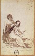 Francisco Goya Maid combing a  Young Woman-s Hair oil painting